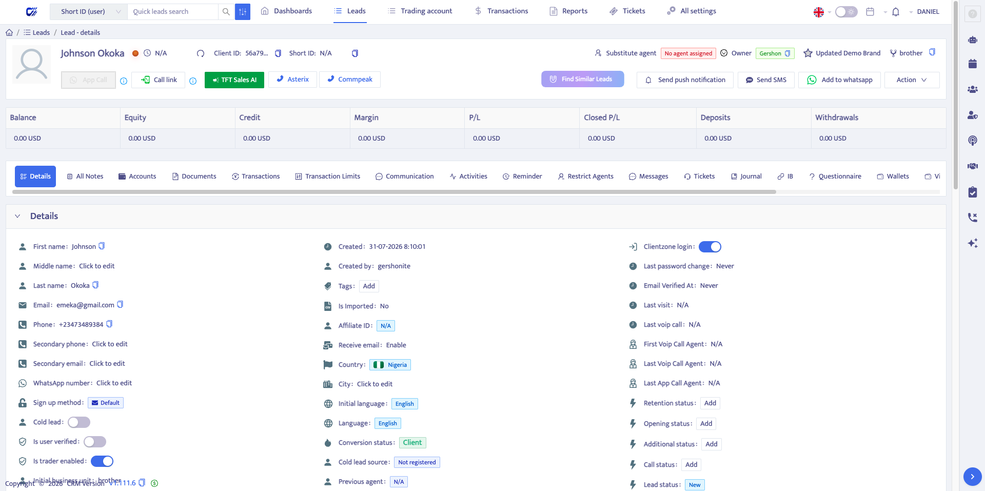 ClientLens reference-client detail screen with Find Similar Leads action