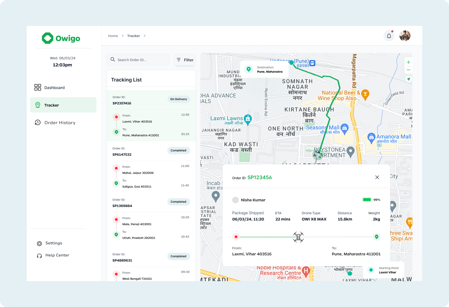 Owigo tracking interface two